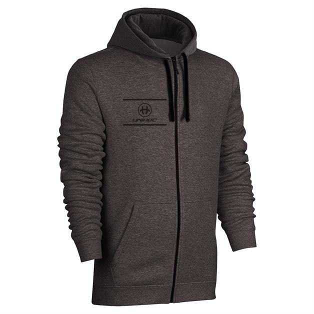 Hætte trøje med lynlås - Unihoc Allstar hood Zip - Trænings bluse, Grå (Str. 120-XXL)