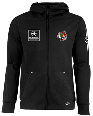 Hætte trøje med lynlås (Frederikshavn Blackhawks) - Unihoc SUPERIOR hood zip - Trænings bluse, sort (Str. 120-XXXL)
