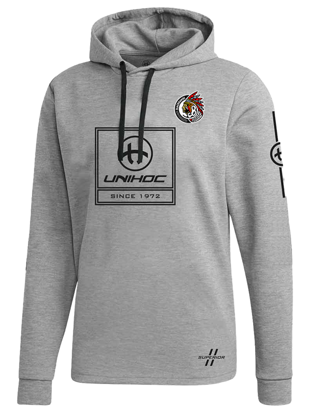 Hætte trøje (Frederikshavn Blackhawks) - Unihoc SUPERIOR - Trænings bluse, Grå (Str. XXS-XXXL)