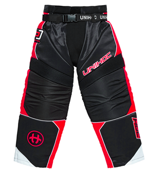 Str. XXL - Målmandsbukser - Unihoc Optima - Floorball bukser, Sort/neon rød