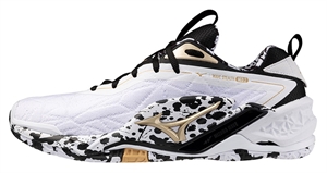 Str. 42-46 Mizuno Floorball sko - Mizuno Wave Stealth NEO 2 - Hvid/sort/guld