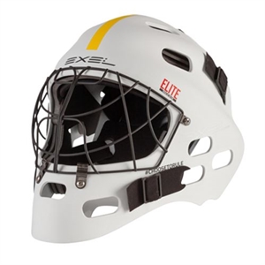 Sr. Målmandshjelm - EXEL Elite Pro - Floorball hjelm - Hvid/gul