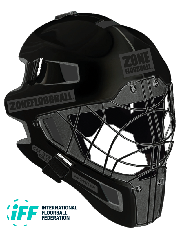 Målmandshjelm - Zone MONSTER Cat Eye Cage - All Black - floorball hjelm