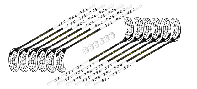 Senior 92-104 cm. - IFF godkendt Unihoc ACE 30 - TOP floorballsæt - 12 stave og 6 bolde