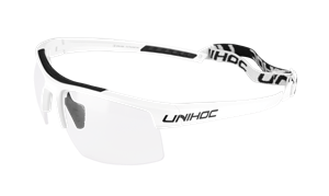 Sportsbriller - Unihoc floorball briller til unge - Energy junior, hvid/sort