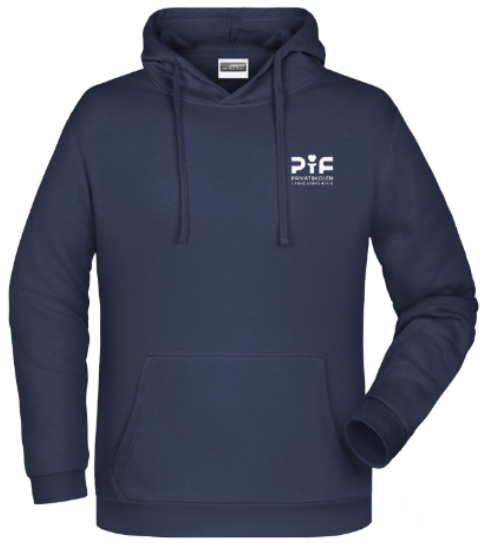 Str. 98-164cm og S-XXL - Privatskolen Frederikshavn - Hættetrøje - Mørkeblå med logo