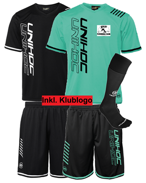 SPILLESÆT (Herlev FC) - Unihoc Vandetta - T-shirt, shorts og strømper inkl. klublogo (Str. 120-160)