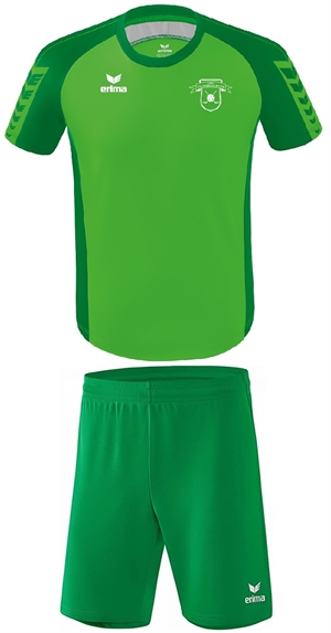 Junior SPILLESÆT (Sæby Floorball Klub) - Erima - T-shirt og shorts inkl. klublogo (Str. 110-XXL)