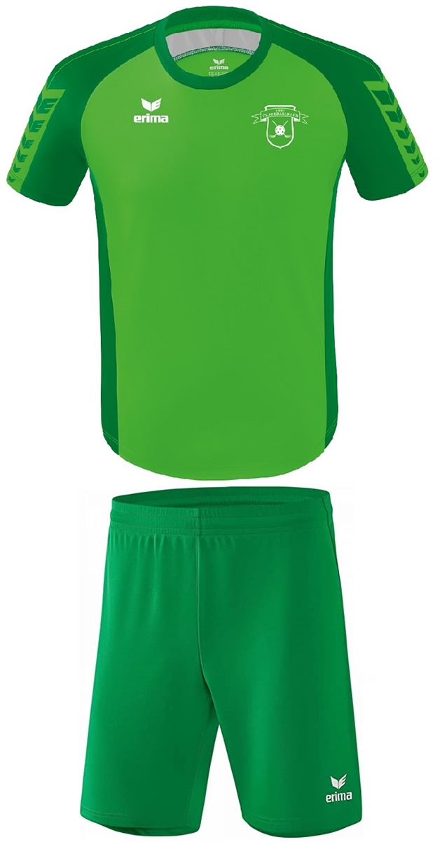 Junior SPILLESÆT (Sæby Floorball Klub) - Erima - T-shirt og shorts inkl. klublogo (Str. 110-XXL)