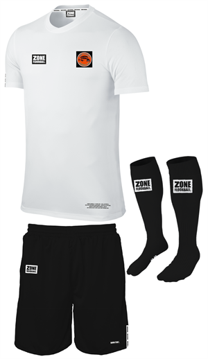 Jr. SPILLESÆT (Sunds Seahawks udebane dragt) - Zone Athlete - T-shirt, shorts og strømper inkl. klublogo (Str. 120-160)