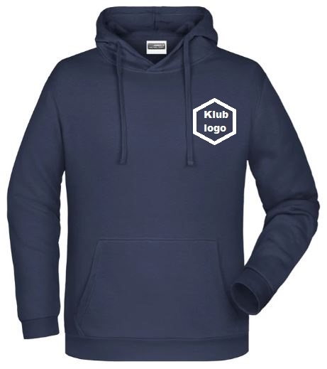 Str. 98-164cm og S-5XL - LANDSSTÆVNE hættetrøje - Mørkeblå med ryglogo og mulighed for klublogo