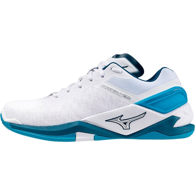 Str. 42-45 Mizuno Floorball sko - Mizuno Wave Stealth NEO - Hvid/blå/sølv