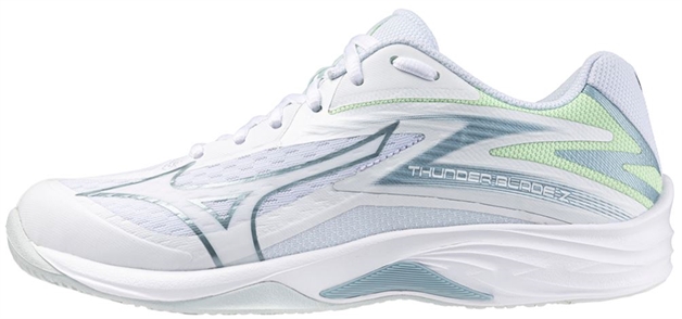 Str. 37-41 Indendørs floorball sko - Mizuno Thunder Blade Z - Hvid/sølv/grøn